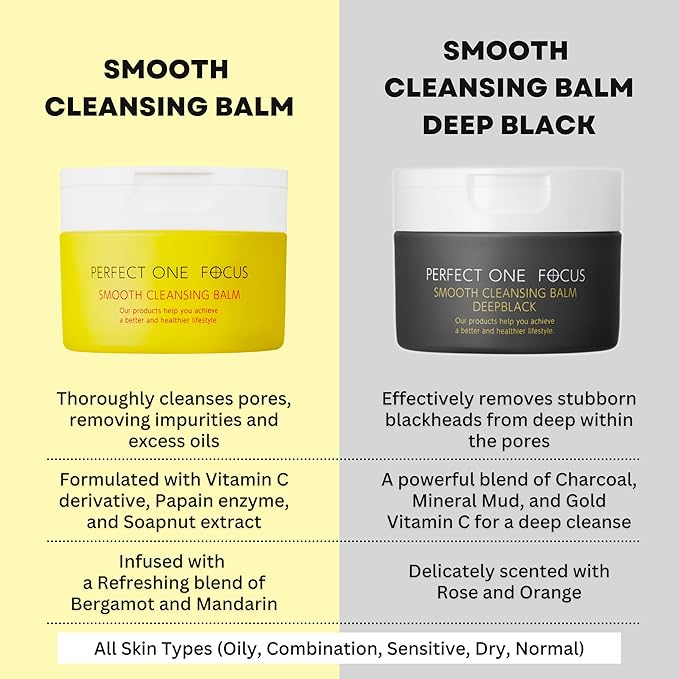 PERFECT ONE FOCUS Smooth Cleansing Balm - Highly Rated Makeup Remover & Face Wash on Amazon Japan with Premium Moisturizing Ingredients from Around the World, 2.64oz (75g)