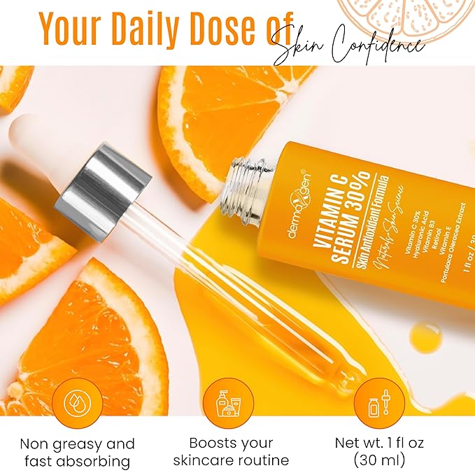 30% Vitamin C Serum for Face - Natural & Organic Anti Wrinkle & Skin Rejuvenator Moisturizer with Hyaluronic Acid & Vitamin E - Powerful Anti Aging Serum - Age-Defying Beauty Regimen- 1FL OZ