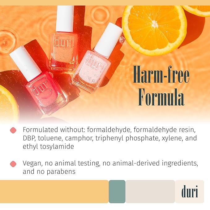 duri Nail Polish, 669 Rio Rager, Stylish Bright Orange Red Shade, Full Coverage, Super Glossy, 0.45 Fl Oz