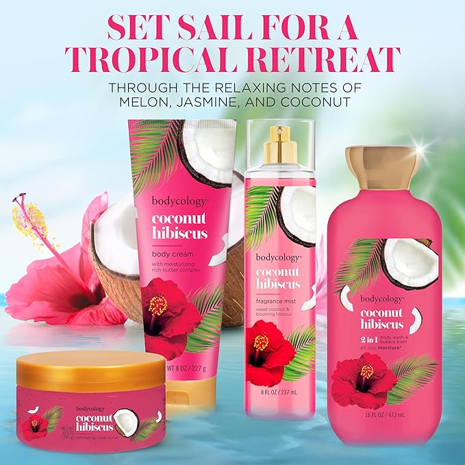 Bodycology Long-Lasting Fragrance Body Mist, Coconut Hibiscus, 8 fl oz