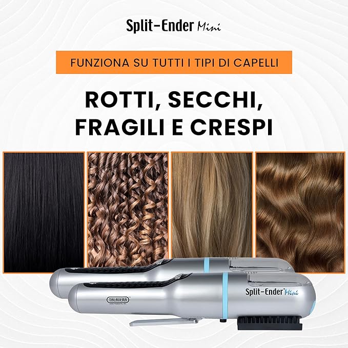 Mini Cordless Split End Hair Trimmer for Dry, Damaged, Brittle, or Frizzy Hair - Battery Operated Clipper for Straight and Curly Hair - Blue