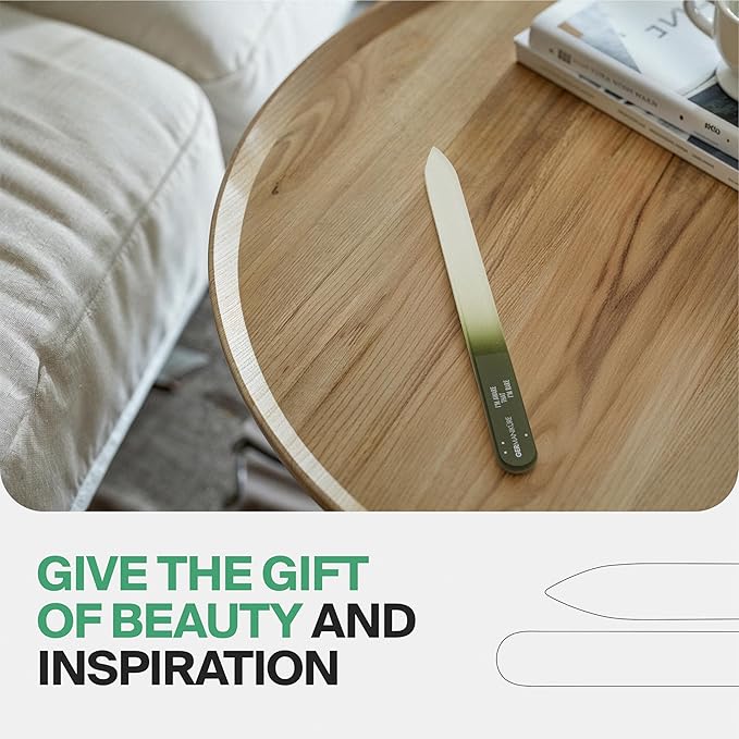 GERMANIKURE Glass Nail File in Suede Sleeve - Life is Better at The Beach - Professional Crystal Nail File for Natural Nails - Ideal Manicure & Pedicure Tool for Smooth, Easy Shaping - Nail Care Gift