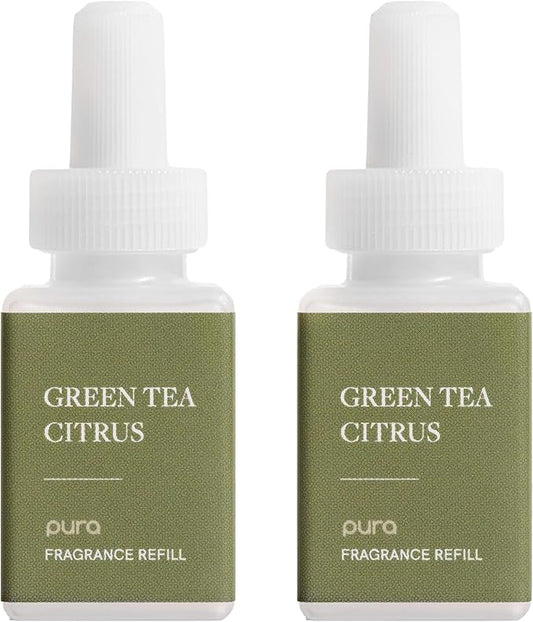 PuraHome Scent Refill - Smart Home Air Diffuser - Up to 120-Hours of Luxury Fragrance per Refill - Home Essential - Clean & Safe Diffuser Fragrance - 2 Pack, Green Tea Citrus