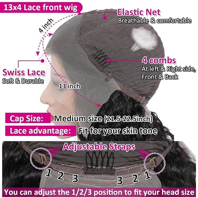 HD Transparent Deep Wave Lace Front Wigs Human Hair 200% Density 13x4 Deep Wave Lace Frontal Wigs for Women 26 Inch Deep Curly Lace Front Wig Glueless Deep Wave Wigs