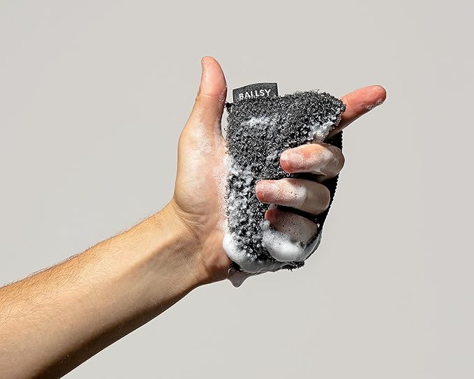 Ballsy Handy Shower Tool Sponge for Generating Extra Suds, with Gently Exfoliating Design