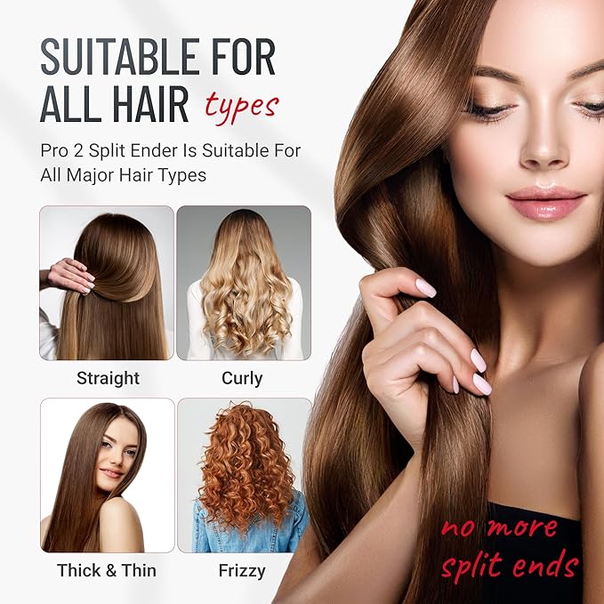 Pro 2 - Original Professional Beauty Tool - Cordless Split End Hair Trimmer for Damaged, Dry, Brittle, Frizzy, Curly or Straight Hair (Black)