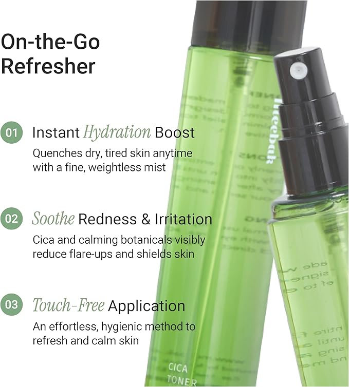 Meebak CICA Toner Spray | Korean Face Mist | Facial Spray with Centella Asiatica & Vitamin E | Soothing Face Toner for Sensitive, Oily, and Combination Skin | 4 fl oz