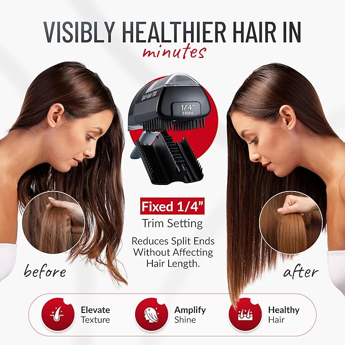 Pro 2 - Original Professional Beauty Tool - Cordless Split End Hair Trimmer for Damaged, Dry, Brittle, Frizzy, Curly or Straight Hair (Black)