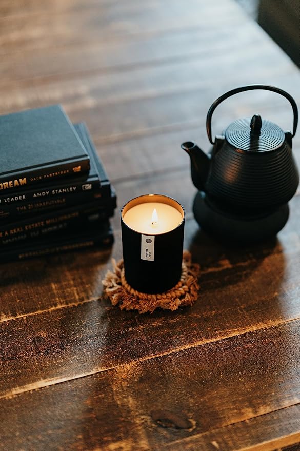 Calyan Wax Co. Home & Holiday Scented Candle - 75 Hour Burn - Luxury Non Toxic Soy Wax Candles - Long Lasting Black Tumbler Jar Candle for Home - 10.2oz