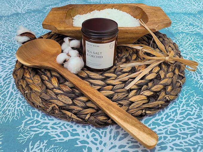 Arctic Wicks Scented Coconut Beeswax Candles | Coconut Beeswax Non Toxic Candle 9oz Amber | Farmhouse Candles Non-Toxic Clean Burn 100% USDA Certified Biobased (Sea Salt & Orchid)