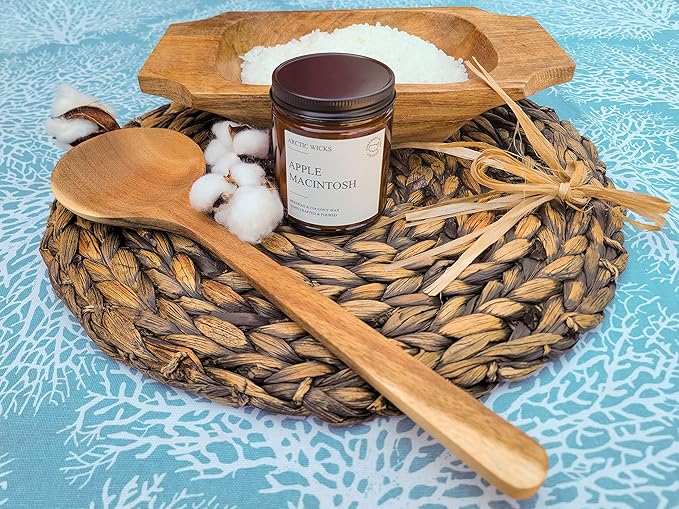 Apple Macintosh Scented Candle | 9oz Amber Jar | Arctic Wicks Non-Toxic Coconut & Beeswax Candles | Hand-Poured Clean Burning Eco-Friendly Candle | Fall Apple Orchard Scent | 100% USDA Biobased