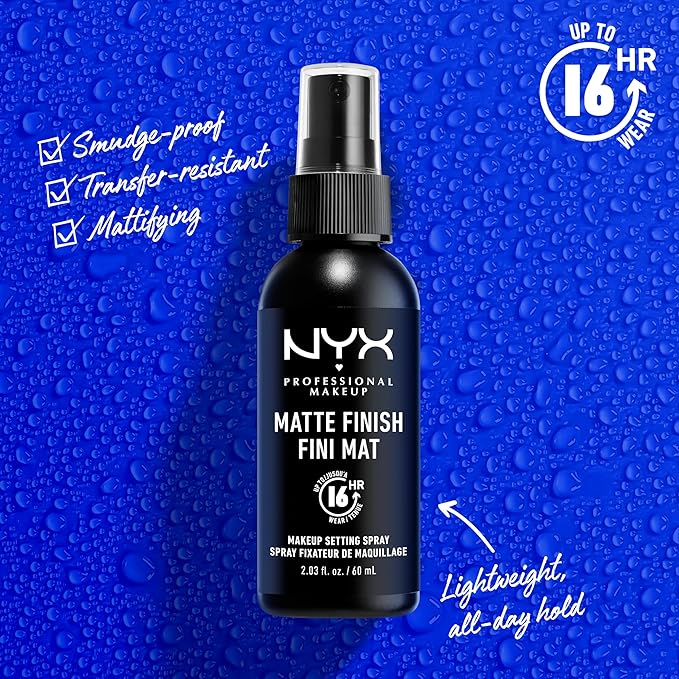NYX PROFESSIONAL MAKEUP Makeup Setting Spray - Matte Finish, Long-Lasting Face Mist for up to 16HR Wear, Vegan Formula