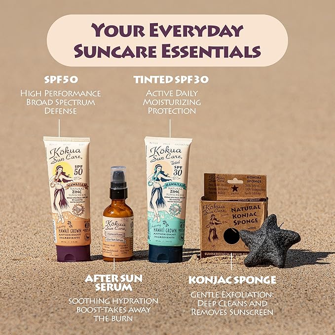 Kokua Sun Care Hawaiian Reef Safe Sunscreen SPF 50 | 3 oz | Zinc Oxide | Mineral Sunscreen | Face & Body | Moisturizing Sun Protection | Water Resistant | Chemical Free | Natural Ingredients