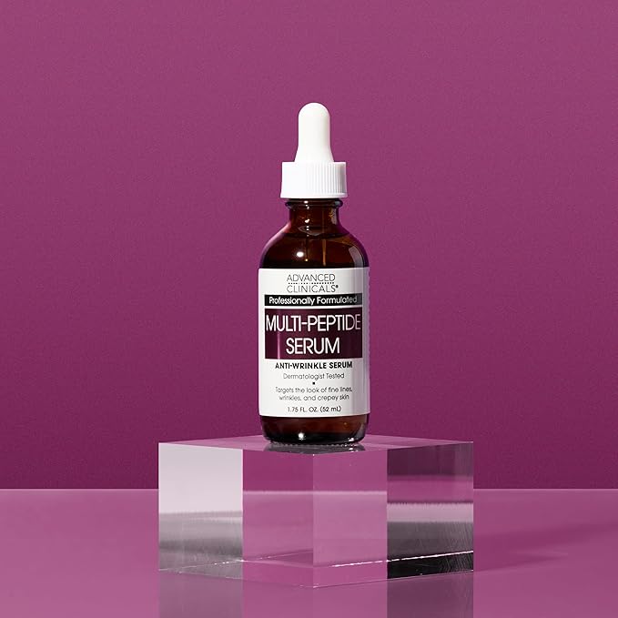 Advanced Clinicals Multi Peptides Serum For Face | Visible Anti Aging Hydrating Collagen Peptide Facial Serum With Vitamin E Helps Improve Look Of Wrinkles, Puffiness, & Uneven Skin Tone, 2-Pack