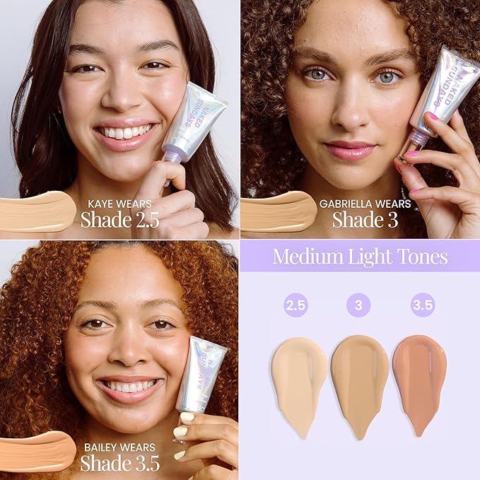 Naked Sundays BeautyScreen™ SPF 50 Mineral Peptide Foundation Tint – Skin Tint & Mineral Sunscreen | Radiant, Buildable Coverage, Acne-Safe, Infused with Peptides (2.5 Light Neutral, 1.01 oz)