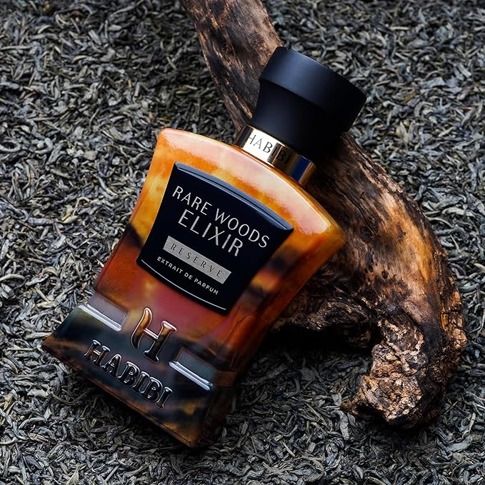 H HABIBI Rare Wood Elixir Extrait De Parfum – Cologne for Men & Perfume for Women, 2.5 oz Long Lasting Unisex Fragrance with Cardamom & Tea, Arabian Scent