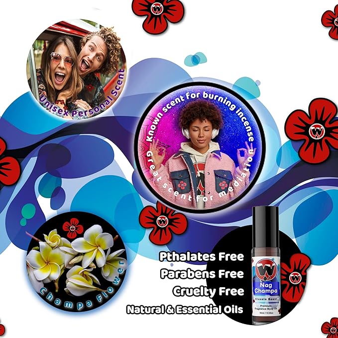 WagsMarket - Nag Champa Perfume Oil, from 0.33oz Roll On to 4oz Glass Bottle (4oz Glass Bottle)