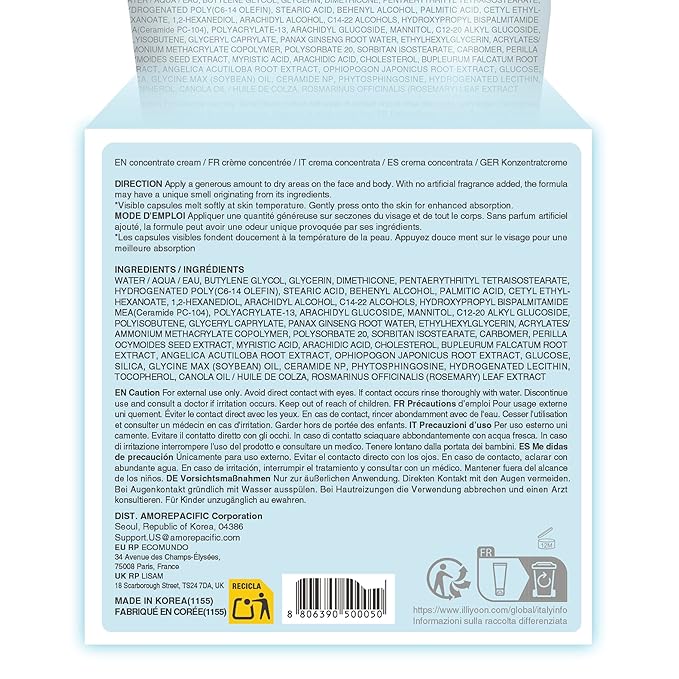 Illiyoon Ceramide Ato Concentrate Cream | Moisturizer for Dry & Sensitive Skin, 100hr Lasting Hydration, For Face & Body, Gentle for Infants, Moisture Barrier Repair, Vegan Certified, 6.76 fl.oz.