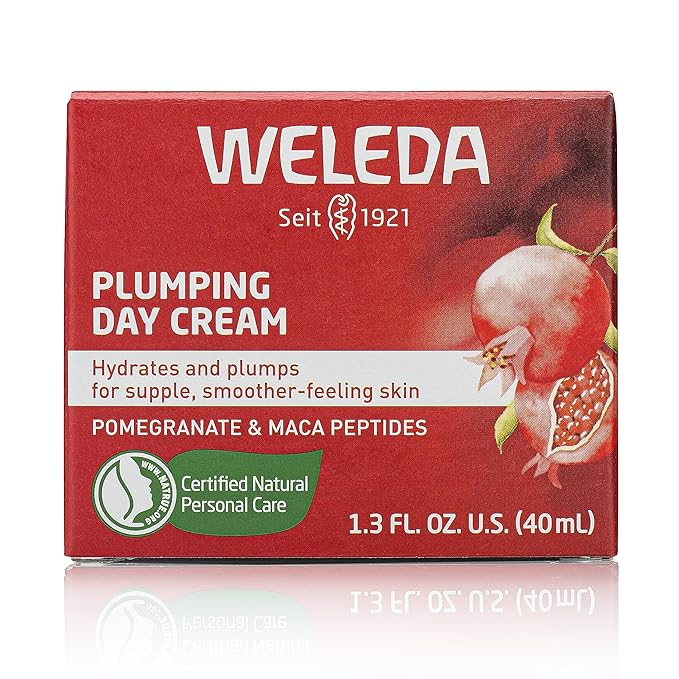Weleda Face Care Plumping Day Cream, 1.3 Fluid Ounce, Plant Rich Moisturizer with Pomegranate and Maca Root Peptides