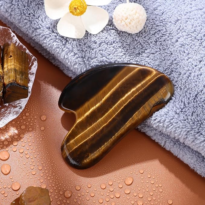 Gua Sha Facial Tools Gua Sha Jade Stone for Face Skincare Facial Body Tensions Reduce Puffiness Yellow