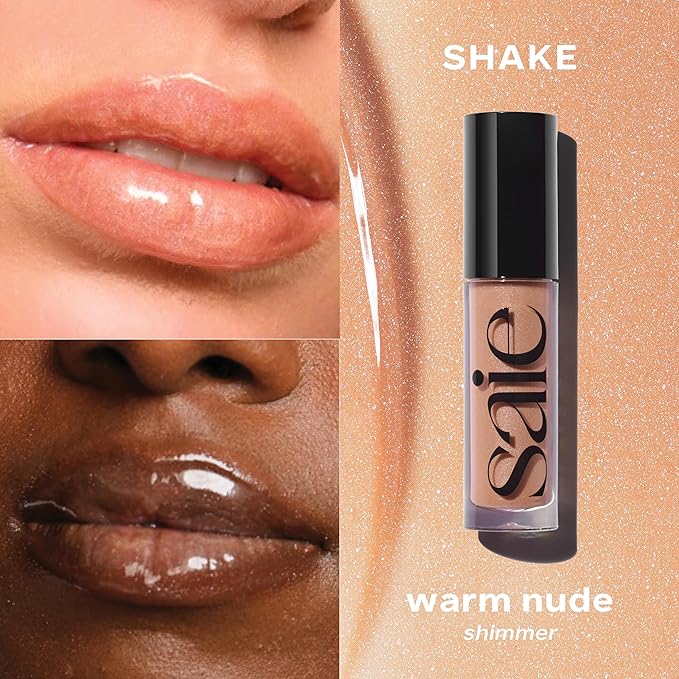 Saie Glossybounce - Hydrating Lip Gloss and Tinted Lip Oil Hybrid with Hyaluronic Acid & Jojoba Oil for Non-Sticky, Ultra-Shiny, Plump & Soft Lips - Everyday Makeup Essential - Shake (.17 oz)