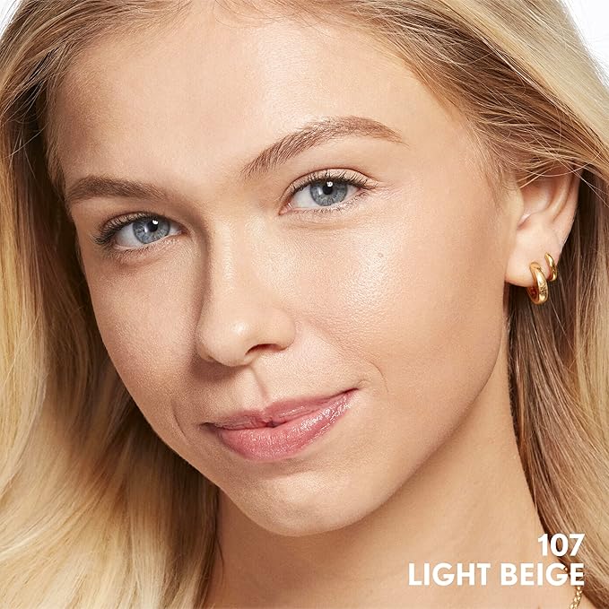 COVERGIRL Clean Invisible Foundation Makeup, Dewy & Glowy Natural Finish, Buildable Coverage, Skin-Like Smooth Look, Vegan, Light Beige, 1oz