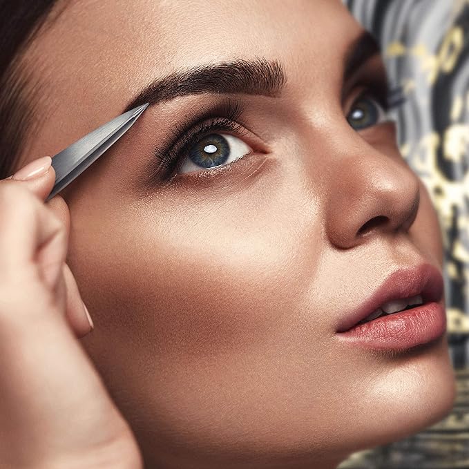 Pointed Tweezers | High Carbon Stainless Steel Needle Nose | Fine Point Precision Hair Removal | Perfectly Aligned & Hand-Filed Sharp | Silver