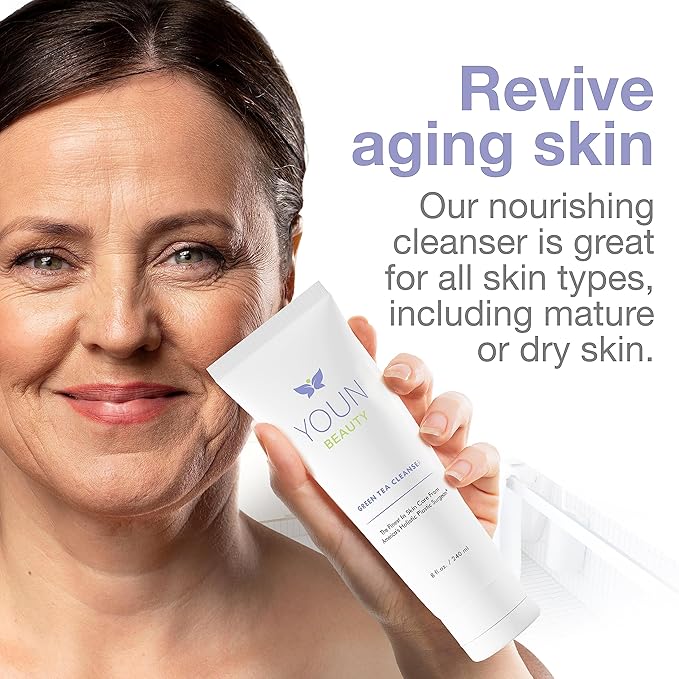 YOUN Beauty Green Tea Face Cleanser by Dr. Anthony Youn – Paraben-Free, Hydrating Facial Cleanser with Aloe Vera, Chamomile & Cucumber Extracts – Daily Face Wash for All Skin Types