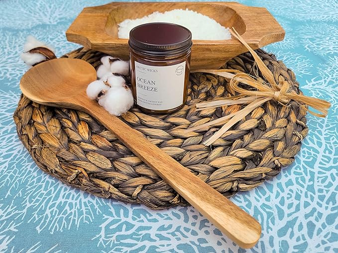 Arctic Wicks Scented Coconut Beeswax Candles | Coconut Beeswax Non Toxic Candle 9oz Amber | Farmhouse Candles Non-Toxic Clean Burn 100% USDA Certified Biobased (Ocean Breeze)