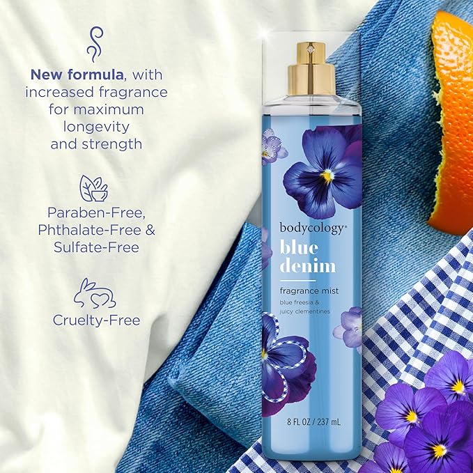Bodycology Long-Lasting Fragrance Body Mist, Blue Denim, 8 fl oz