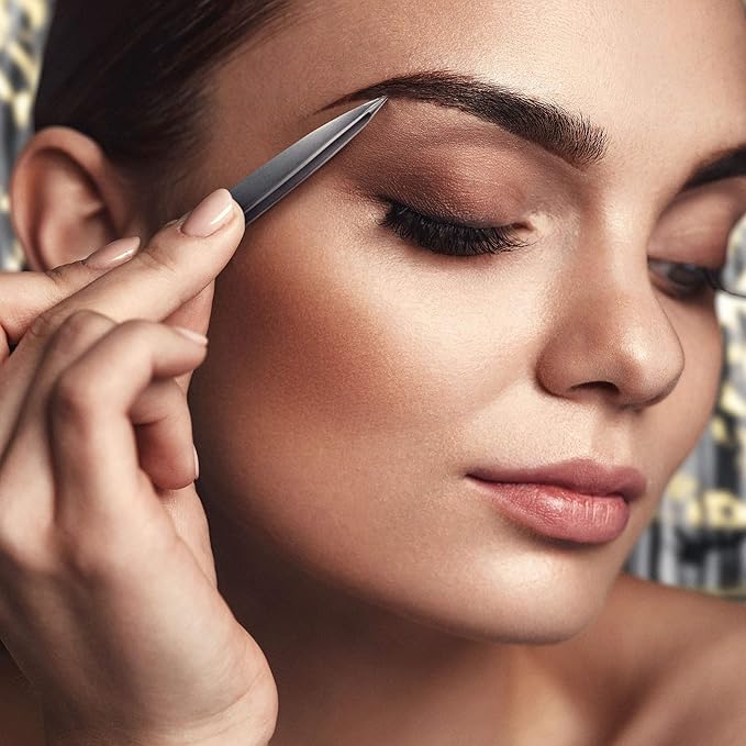 Pointed Tweezers | High Carbon Stainless Steel Needle Nose | Fine Point Precision Hair Removal | Perfectly Aligned & Hand-Filed Sharp | Silver