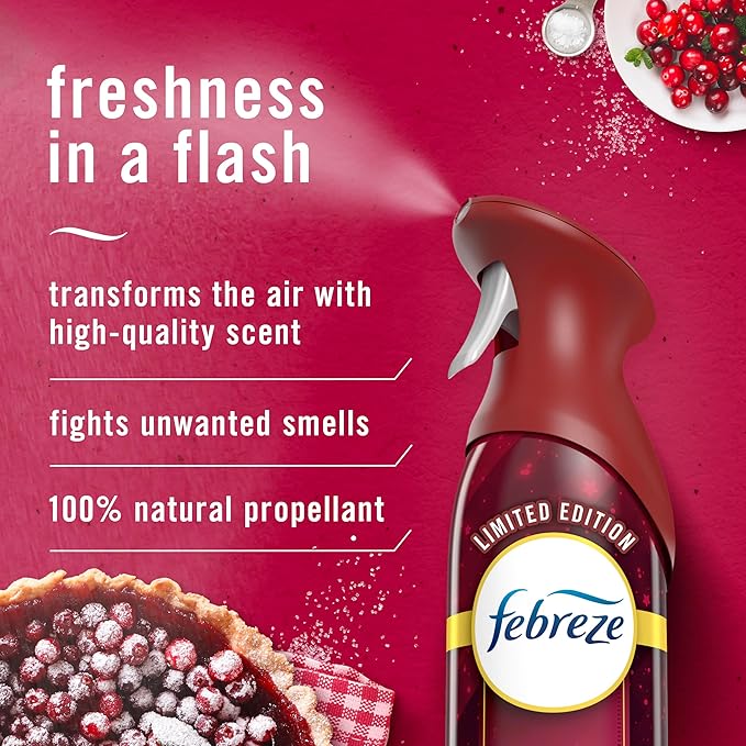 Febreze Air Freshener Spray, Odor-Fighting Room Spray, Cranberry Crumble Scent, 8.8oz, 3 Count