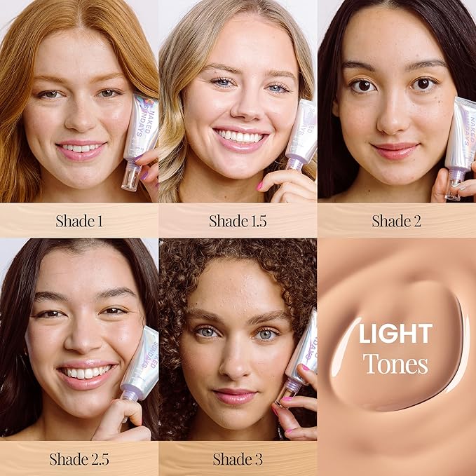 Naked Sundays BeautyScreen™ SPF 50 Mineral Peptide Foundation Tint – Skin Tint & Mineral Sunscreen | Radiant, Buildable Coverage, Acne-Safe, Infused with Peptides (2 Fair Sand, 1.01 oz)