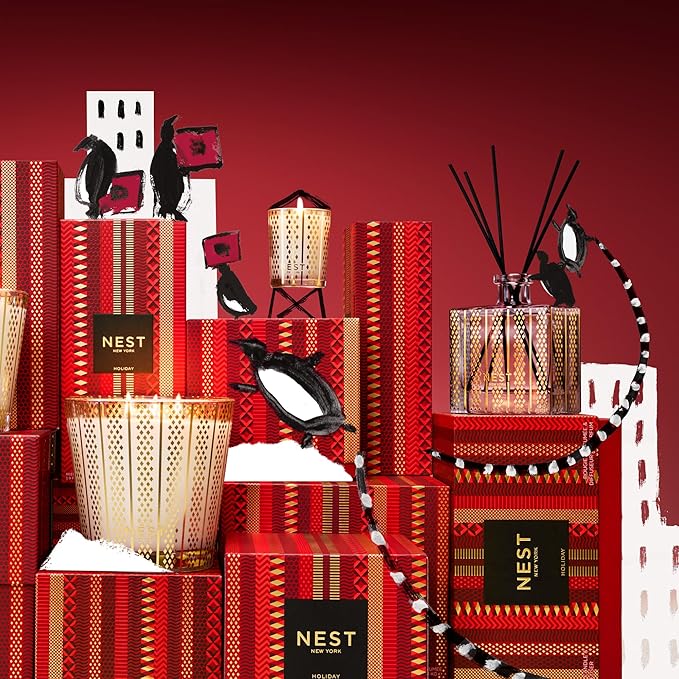 NEST New York Scented 3-Wick Candle, Holiday - 21.2 oz - Up to 100-Hour Burn Time - Reusable Glass Vessel