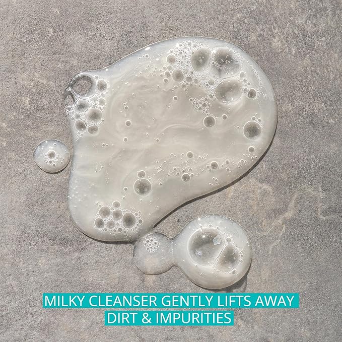 Aveeno Calm + Restore Facial Cleanser for Sensitive Skin, Hydrating Gentle Milky Face Cleanser with Nourishing Oat and Feverfew, Hypoallergenic Formula, Fragrance Free, 7.8 fl oz